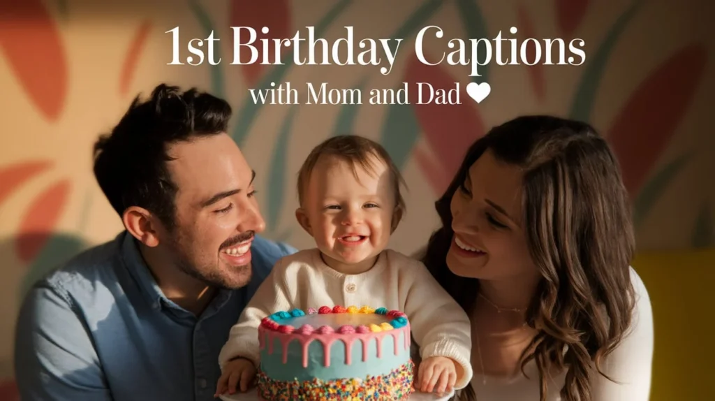 1st Birthday Captions with Mom and Dad