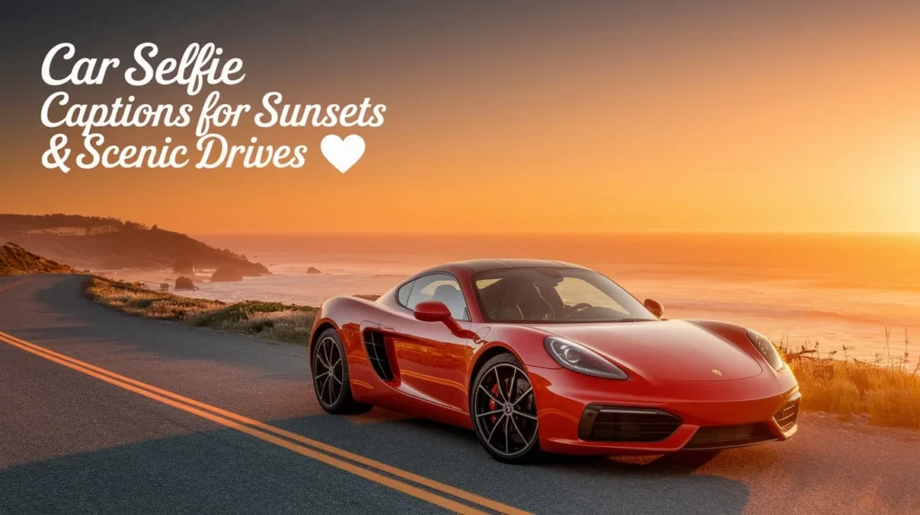 Car Selfie Captions for Sunsets & Scenic Drives