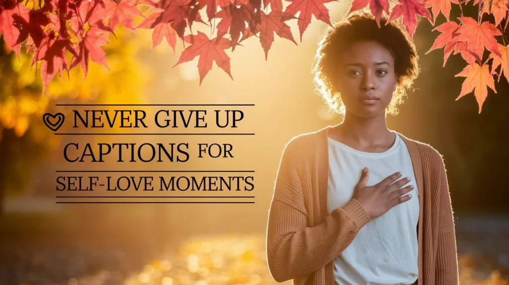 Never Give Up Captions for Self-Love Moments