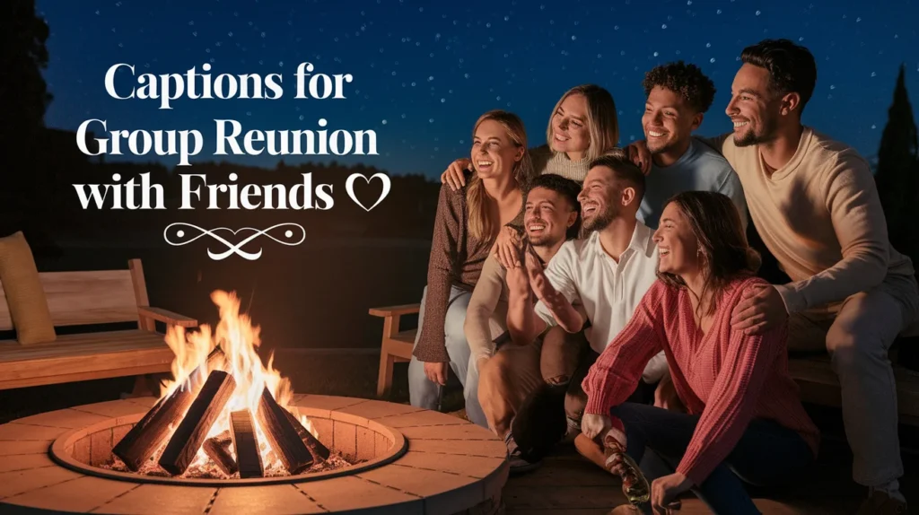 Captions for Group Reunion With Friends