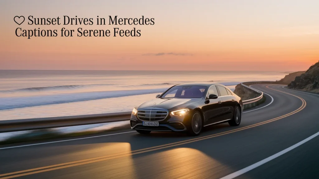 Sunset Drives in Mercedes Captions for Serene Feeds
