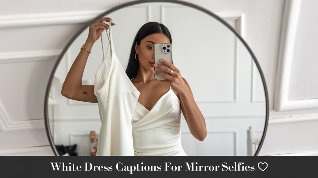 White Dress Captions For Mirror Selfies